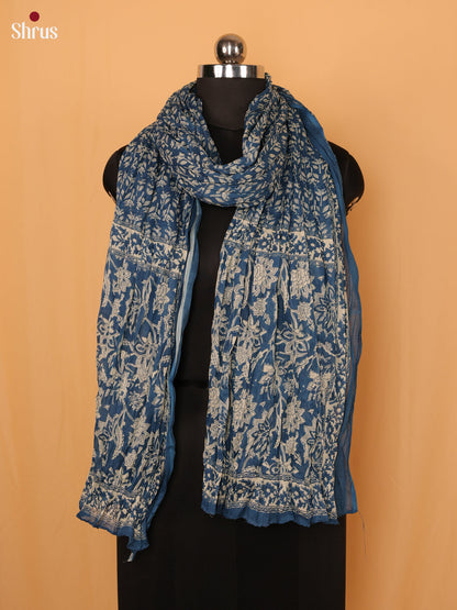 Blue Floral Print Cotton Dupatta - Shop on Shrus.com