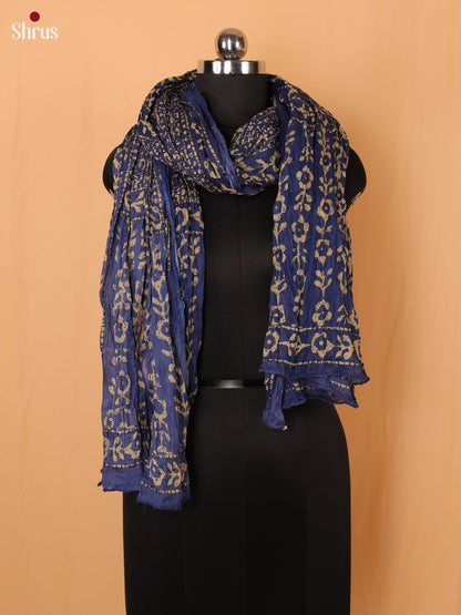 Blue Floral Print Cotton Dupatta - Shop on Shrus.com