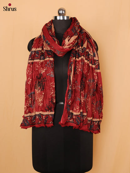 Maroon Floral Print Cotton Dupatta - Shop on Shrus.com