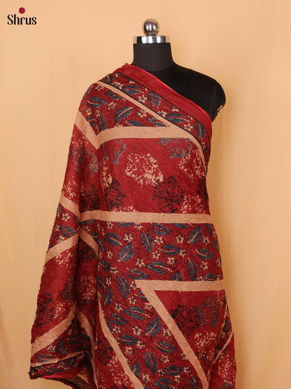 Maroon Floral Print Cotton Dupatta - Shop on Shrus.com