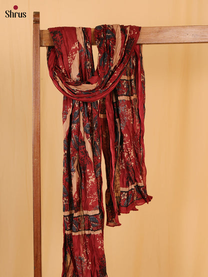 Maroon Floral Print Cotton Dupatta - Shop on Shrus.com