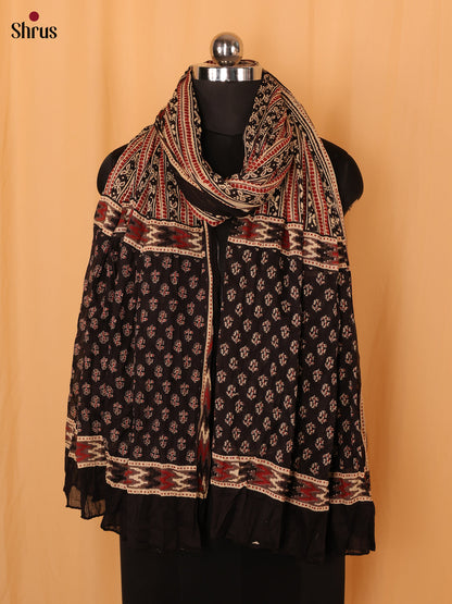 Cream With Black Floral Print Cotton Dupatta - Shop on Shrus.com