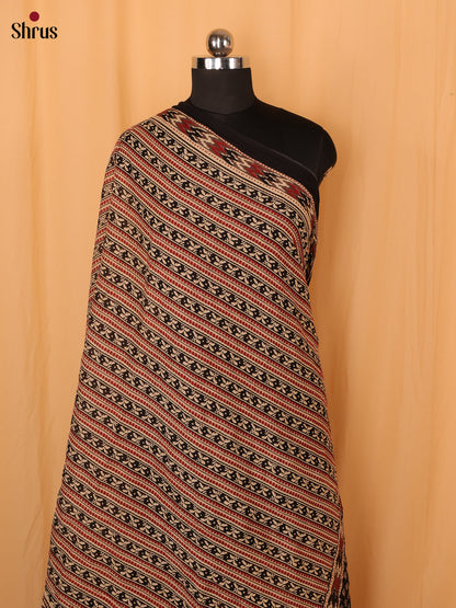 Cream With Black Floral Print Cotton Dupatta - Shop on Shrus.com