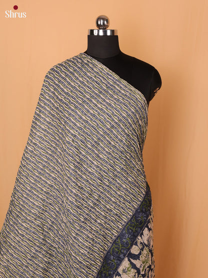 Cream With Blue Floral Print Cotton Dupatta - Shop on Shrus.com