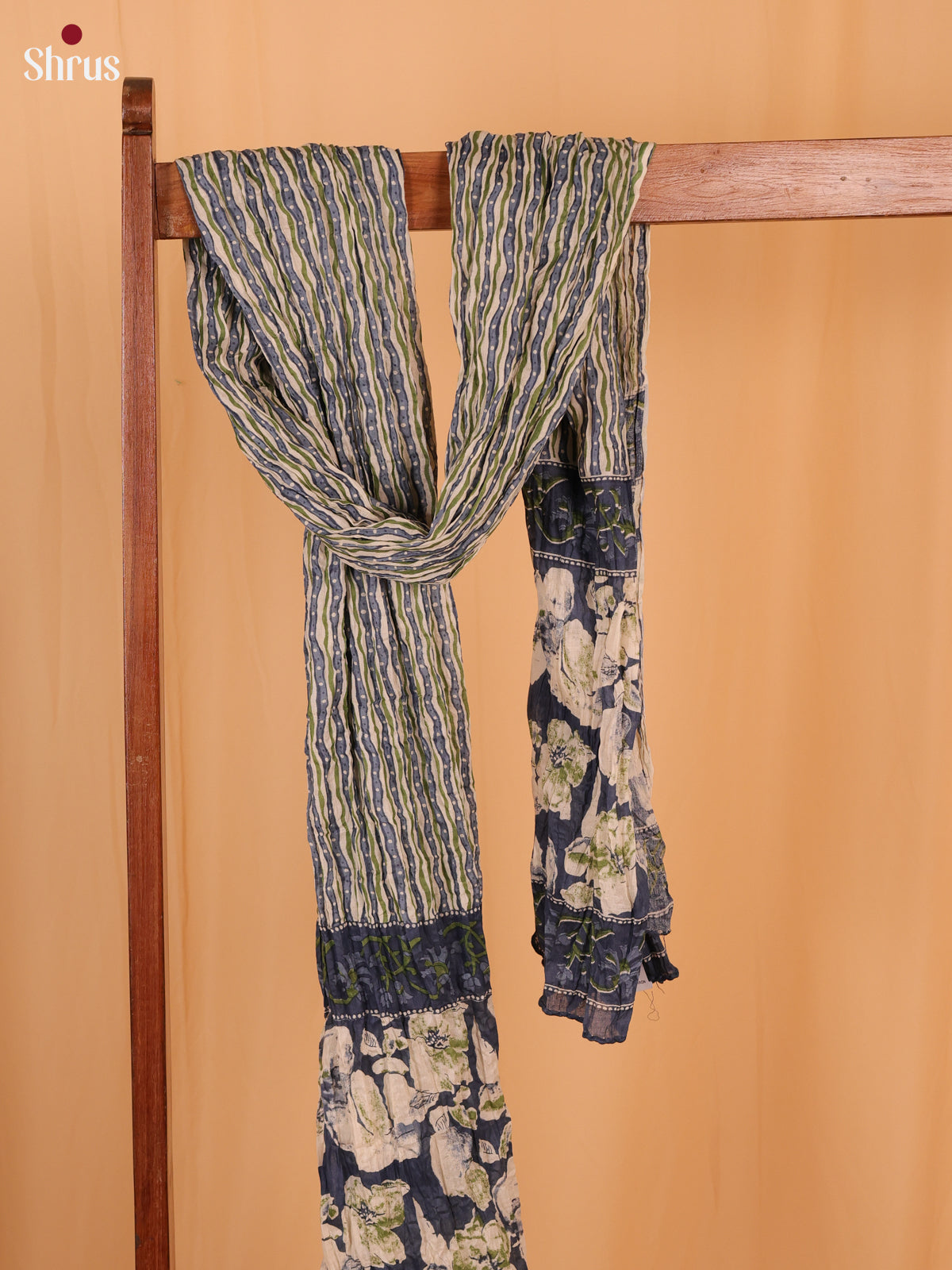 Cream With Blue Floral Print Cotton Dupatta - Shop on Shrus.com