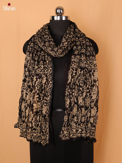 Black Floral Print Cotton Dupatta - Shop on Shrus.com