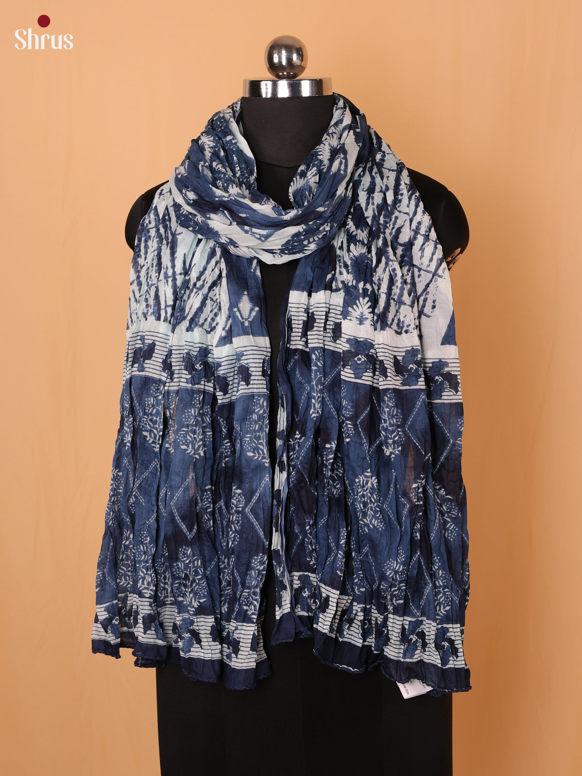 Black Floral Print Cotton Dupatta - Shop on Shrus.com