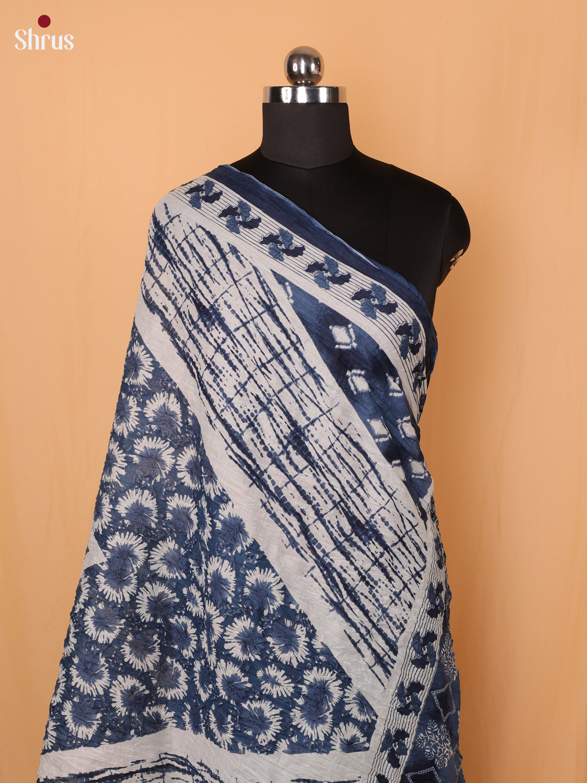 Black Floral Print Cotton Dupatta - Shop on Shrus.com
