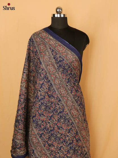 Blue With Grey Floral Print Cotton Dupatta - Shop on Shrus.com