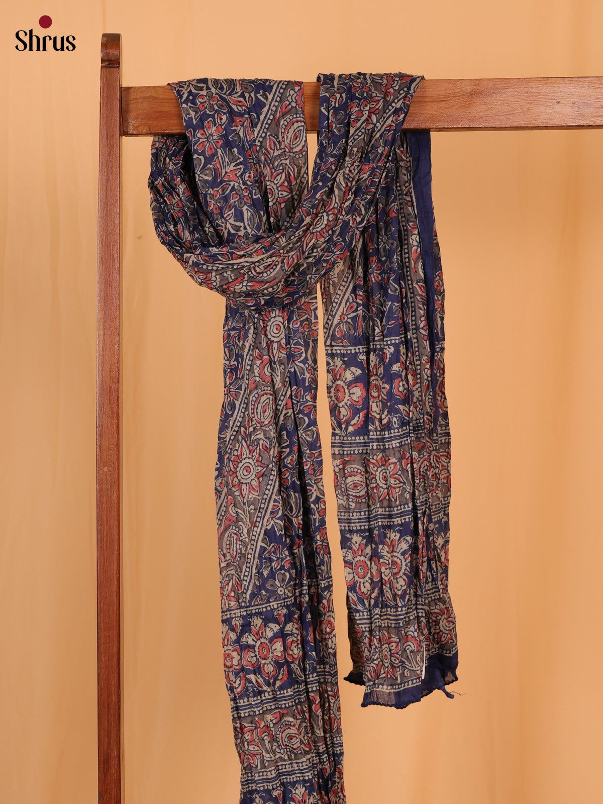 Blue With Grey Floral Print Cotton Dupatta - Shop on Shrus.com