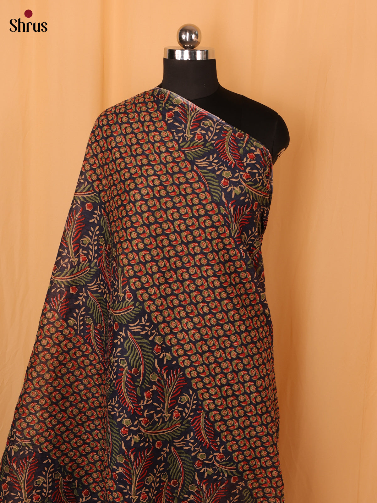 Blue Floral Print Cotton Dupatta - Shop on Shrus.com