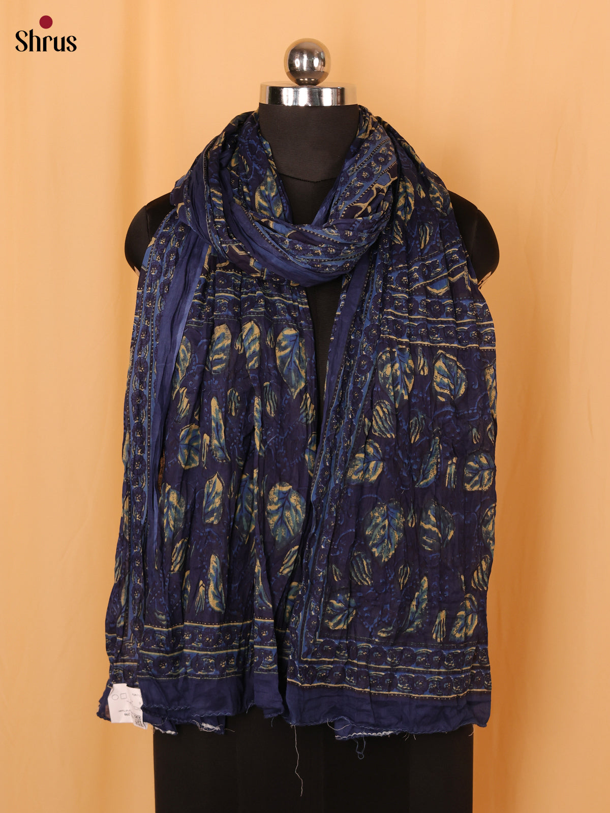 Blue Floral Print Cotton Dupatta - Shop on Shrus.com