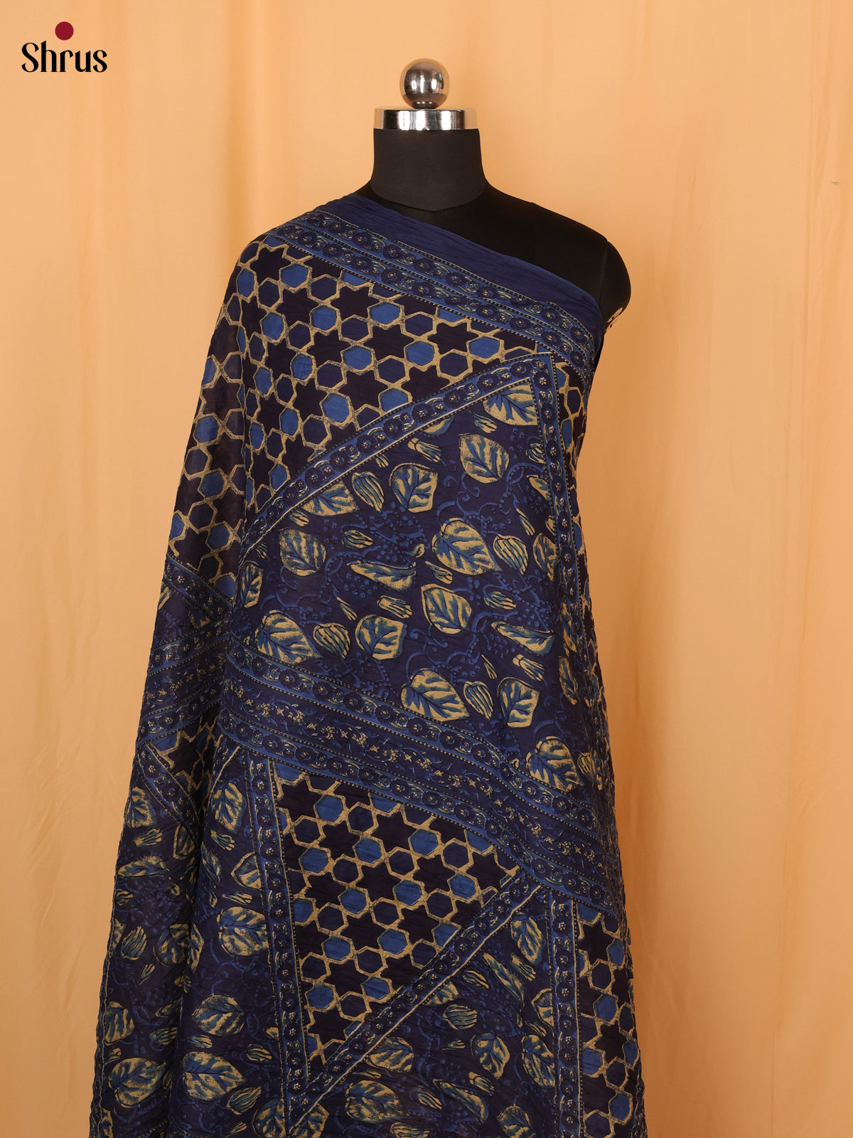 Blue Floral Print Cotton Dupatta - Shop on Shrus.com