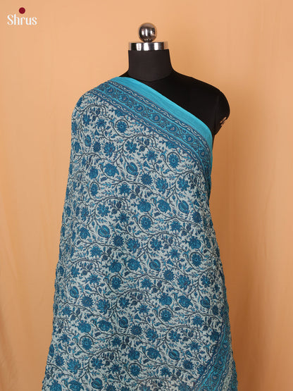 Blue Floral Print Cotton Dupatta - Shop on Shrus.com