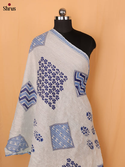 Blue Floral Print Cotton Dupatta - Shop on Shrus.com