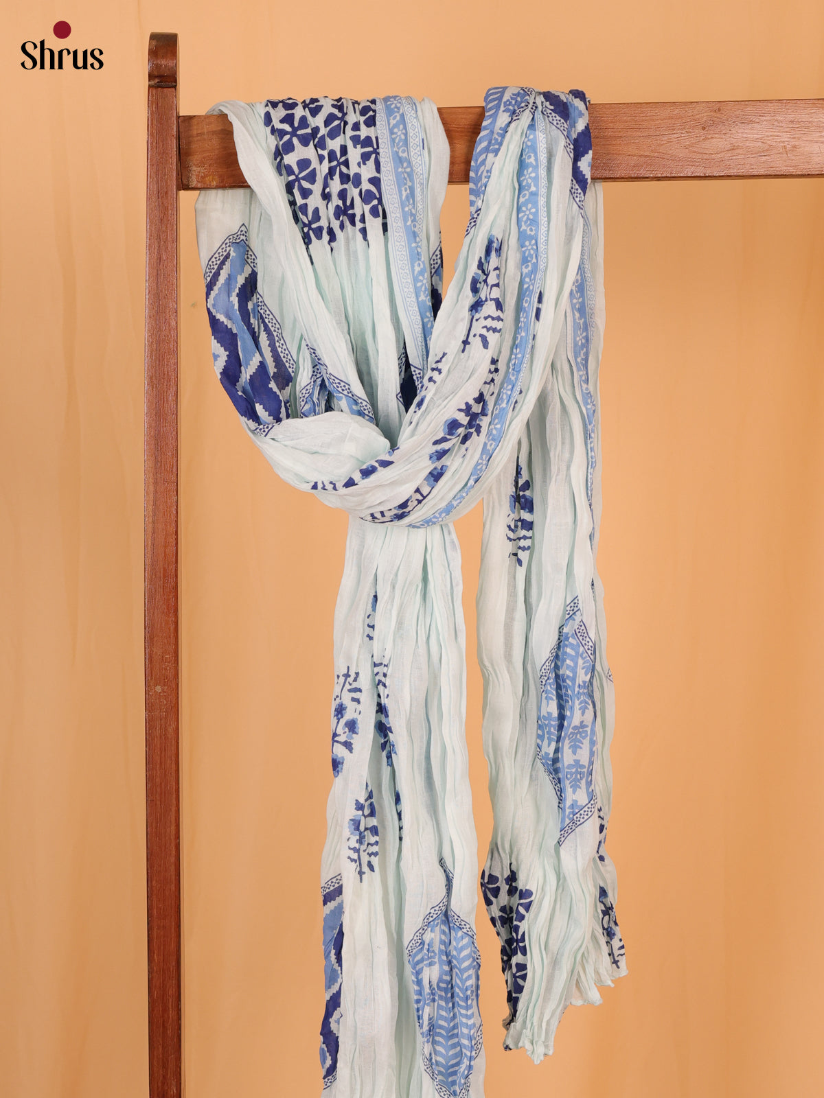 Blue Floral Print Cotton Dupatta - Shop on Shrus.com