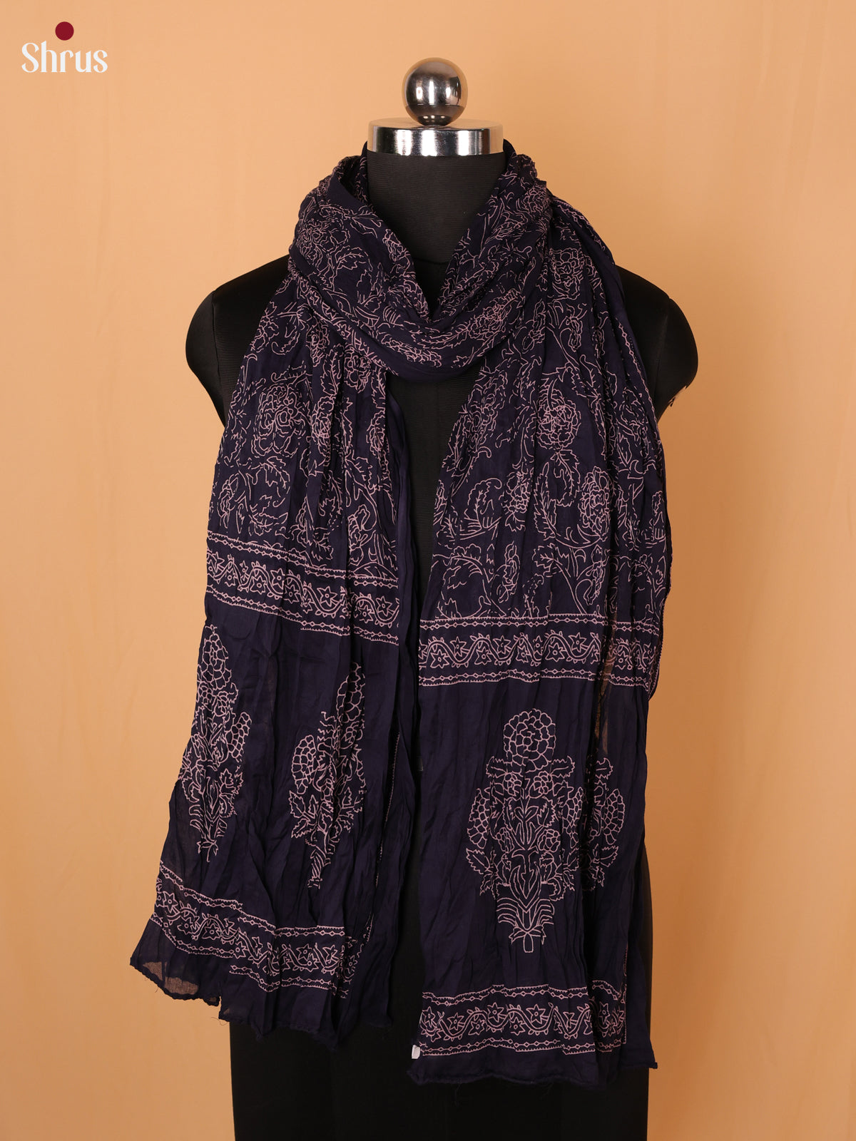 Blue Floral Print Cotton Dupatta - Shop on Shrus.com