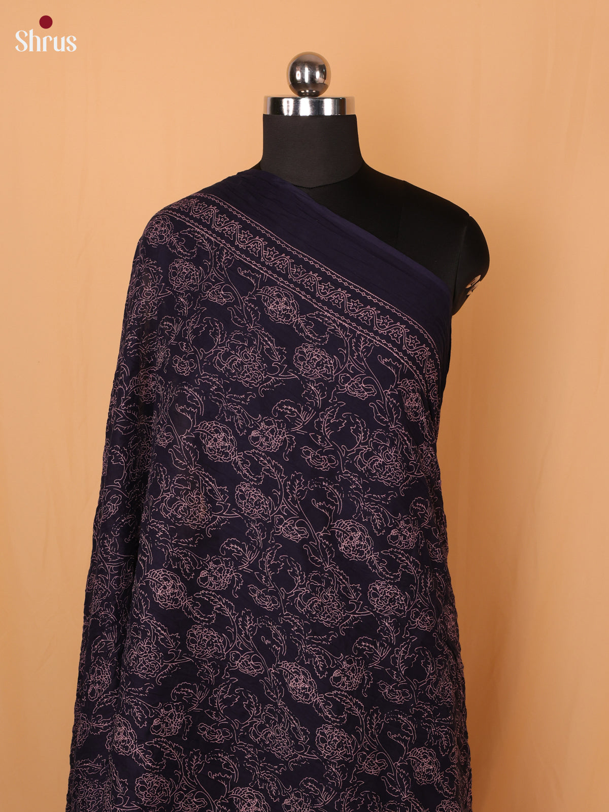 Blue Floral Print Cotton Dupatta - Shop on Shrus.com