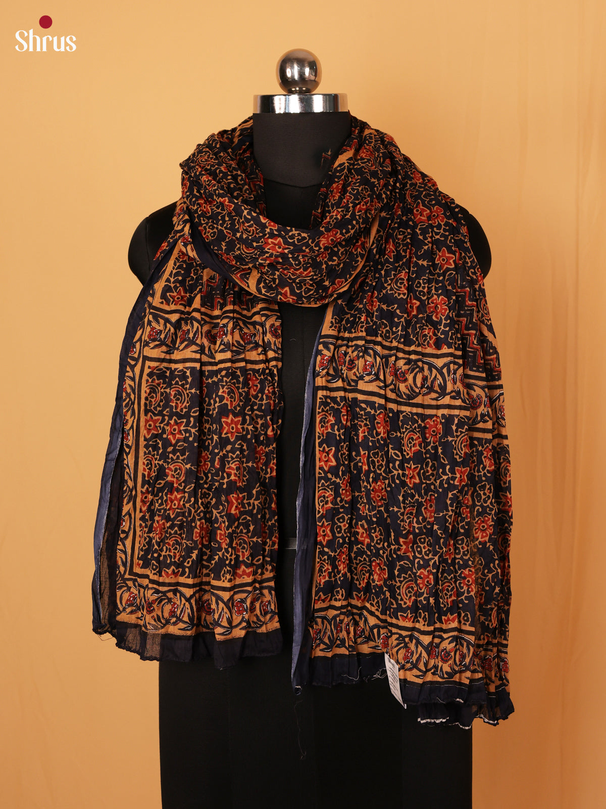 Blue Ajrakh Cotton Dupatta - Shop on Shrus.com