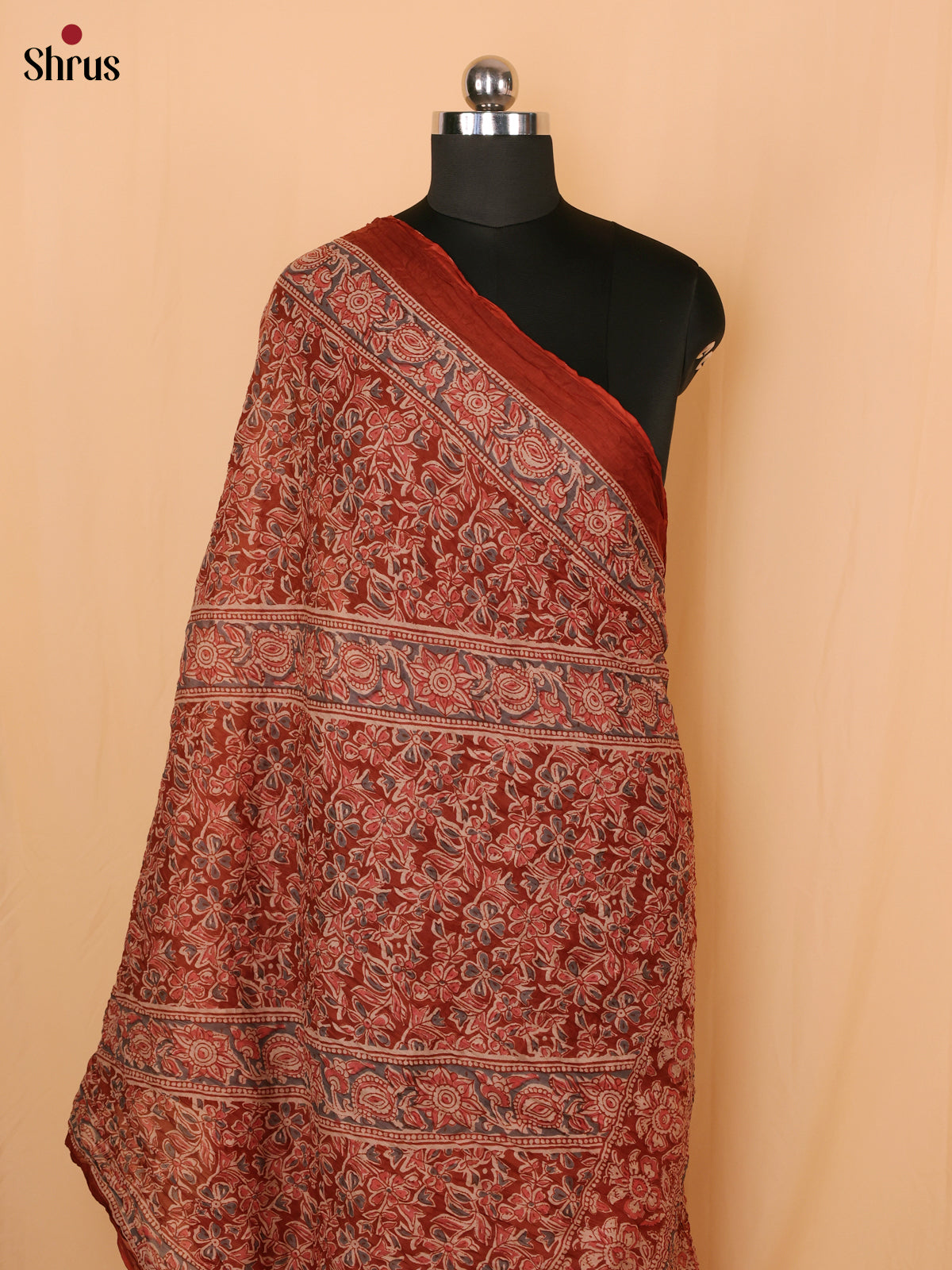Cream With Blue Floral Print Cotton Dupatta - Shop on Shrus.com