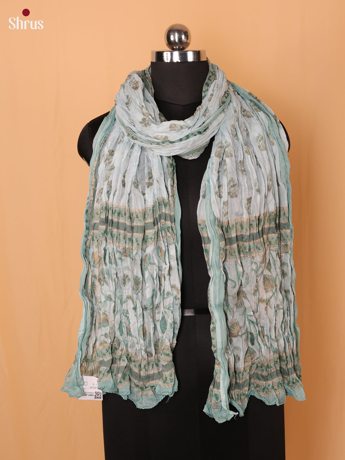 Blue Floral Print Cotton Dupatta - Shop on Shrus.com