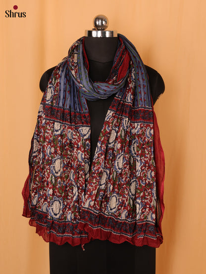 Maroon Floral Print Cotton Dupatta - Shop on Shrus.com