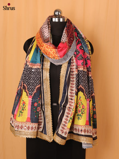 Multi Colour Floral Print Semi Dola Dupatta - Shop on Shrus.com