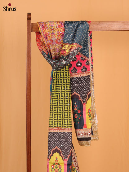 Multi Colour Floral Print Semi Dola Dupatta - Shop on Shrus.com