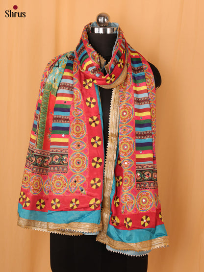 Multi Colour Floral Print Semi Dola Dupatta - Shop on Shrus.com