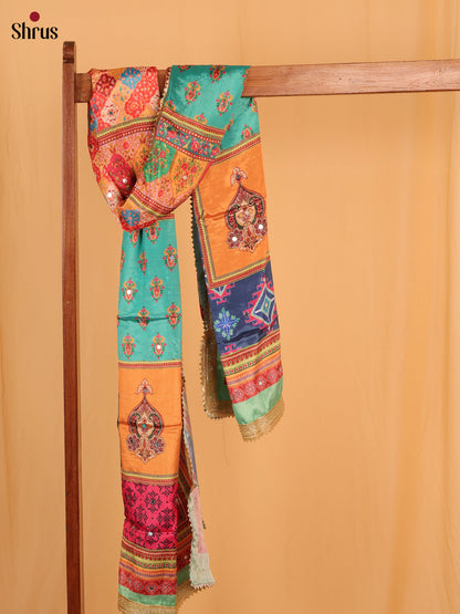 Multi Colour Floral Print Semi Dola Dupatta - Shop on Shrus.com