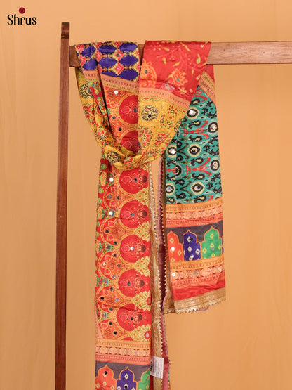 Multi Colour Floral Print Semi Dola Dupatta - Shop on Shrus.com