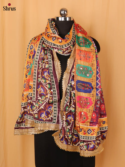 Multi Colour Floral Print Semi Dola Dupatta - Shop on Shrus.com