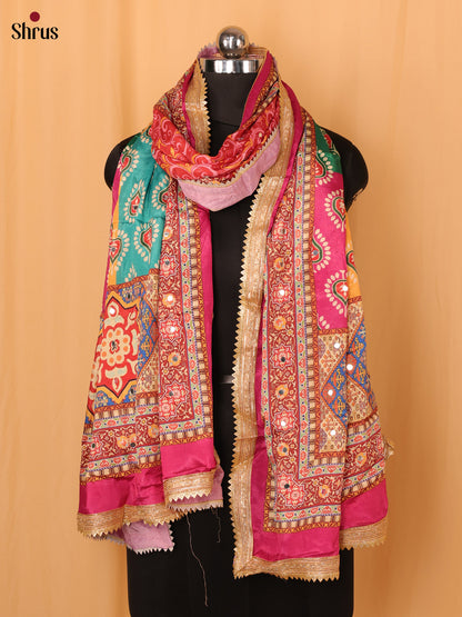 Multi Colour Floral Print Semi Dola Dupatta - Shop on Shrus.com