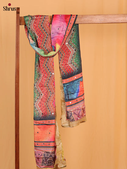 Multi Colour Floral Print Semi Dola Dupatta - Shop on Shrus.com
