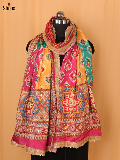 Multi Colour Floral Print Semi Dola Dupatta - Shop on Shrus.com