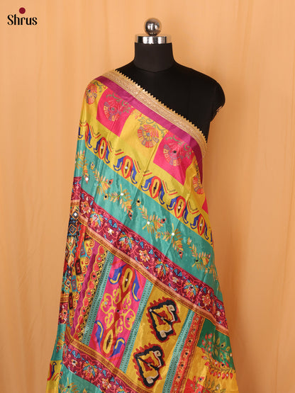 Multi Colour Geometric Semi Dola Dupatta - Shop on Shrus.com