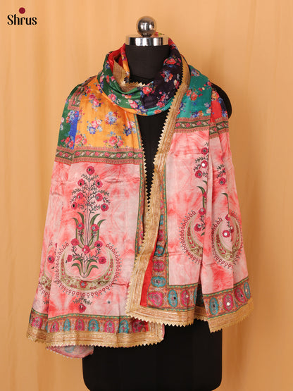 Multi Colour Floral Print Semi Dola Dupatta - Shop on Shrus.com