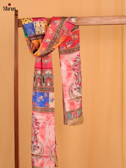 Multi Colour Floral Print Semi Dola Dupatta - Shop on Shrus.com