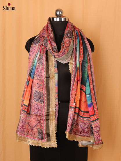 Multi Colour Floral Print Semi Dola Dupatta - Shop on Shrus.com