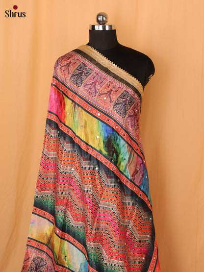 Multi Colour Floral Print Semi Dola Dupatta - Shop on Shrus.com