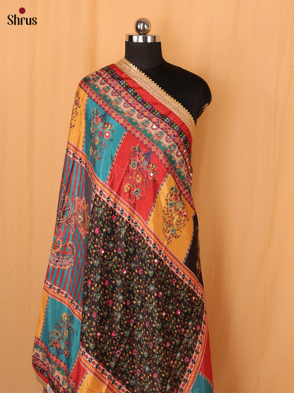 Multi Colour Floral Print Semi Dola Dupatta - Shop on Shrus.com