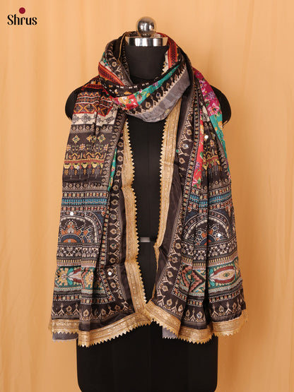Multi Colour Floral Print Semi Dola Dupatta - Shop on Shrus.com