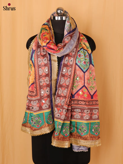 Multi Colour Floral Print Semi Dola Dupatta - MCL21163 - Shop on Shrus.com