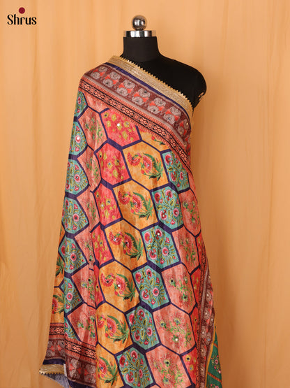 Multi Colour Floral Print Semi Dola Dupatta - MCL21163 - Shop on Shrus.com