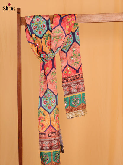 Multi Colour Floral Print Semi Dola Dupatta - MCL21163 - Shop on Shrus.com
