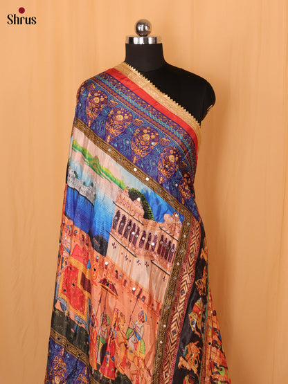 Multi Colour Floral Print Semi Dola Dupatta - MCL21164 - Shop on Shrus.com