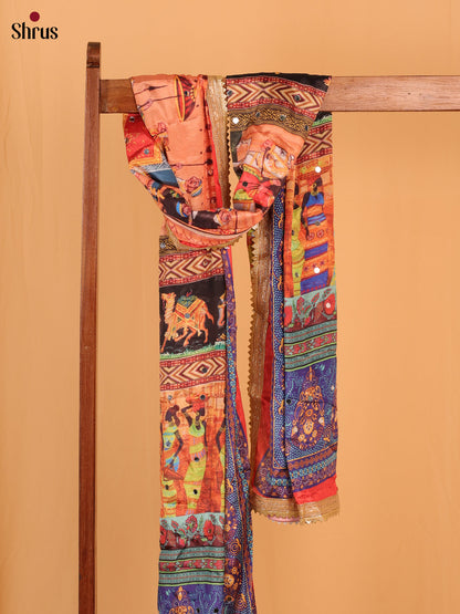 Multi Colour Floral Print Semi Dola Dupatta - MCL21164 - Shop on Shrus.com