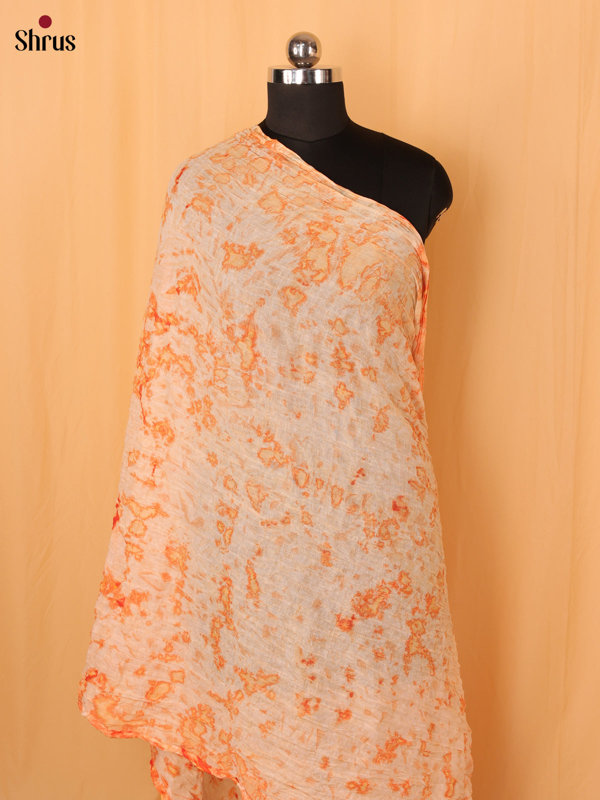 Orange Shibori Cotton Dupatta - MCL21166 - MCL21167 - Shop on Shrus.com