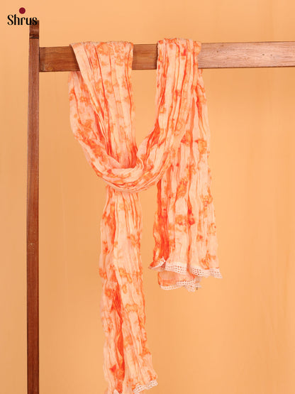 Orange Shibori Cotton Dupatta - MCL21166 - MCL21167 - Shop on Shrus.com