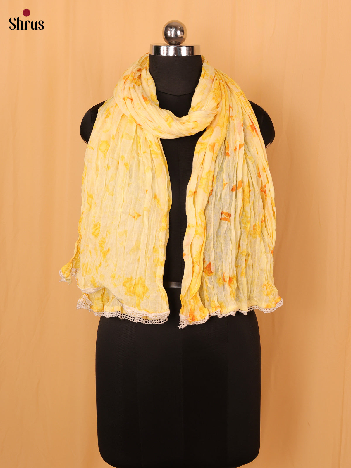 Yellow Shibori Cotton Dupatta - MCL21168 - Shop on Shrus.com